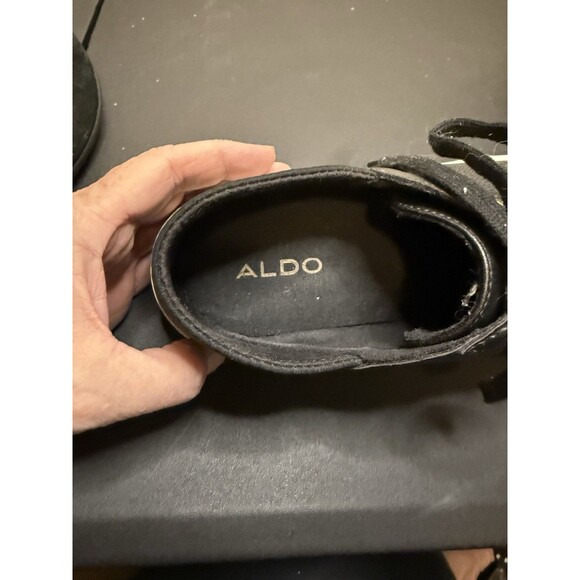 Aldo Stepanie Womens Size 8M Perforated Lace Up Collapsible Heel Black Sneakers - Picture 10 of 12